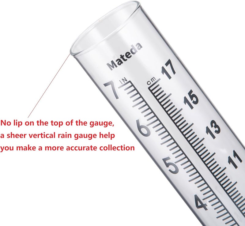 Mateda 7" Capacity Rain Gauge with Stainless Steel Mounting Rack Holder, Post Mount Rain Gauge or Yard Garden Outdoor Home (Style C) - Image 3
